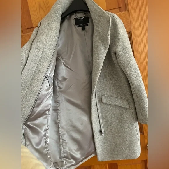 J.Crew Gray Italian Stadium Cocoon Coat 0 Petite - Picture 5 of 6